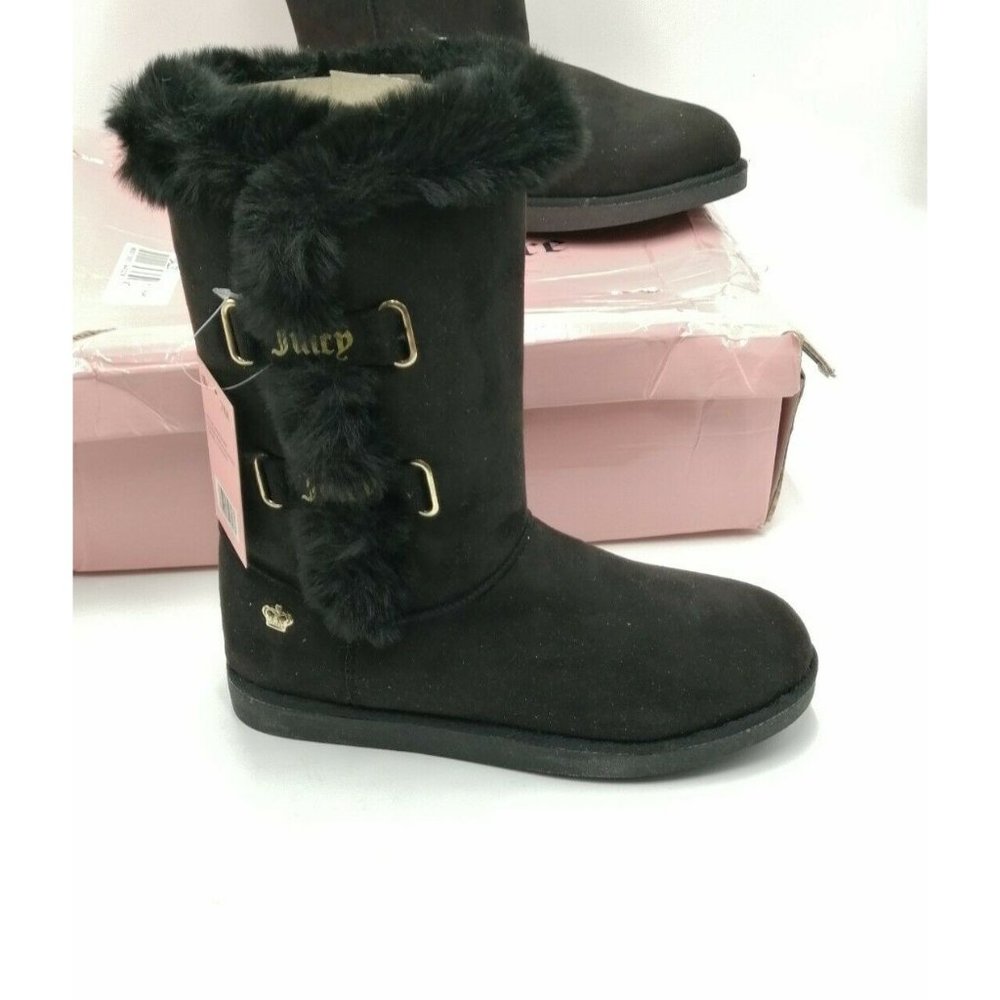 Juicy Couture Koded Faux Fur Winter Boots Black Women's US 7M